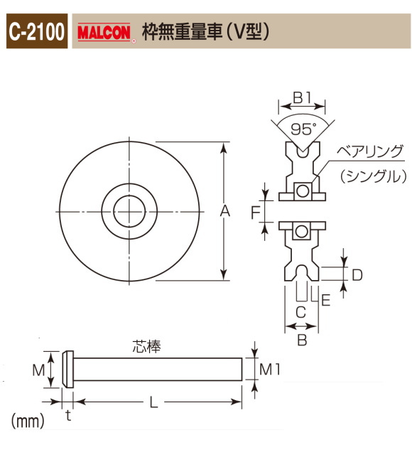 丸喜金属本社 MALCON 重量車 C-2100-150 マルコン枠無重量車（V型 
